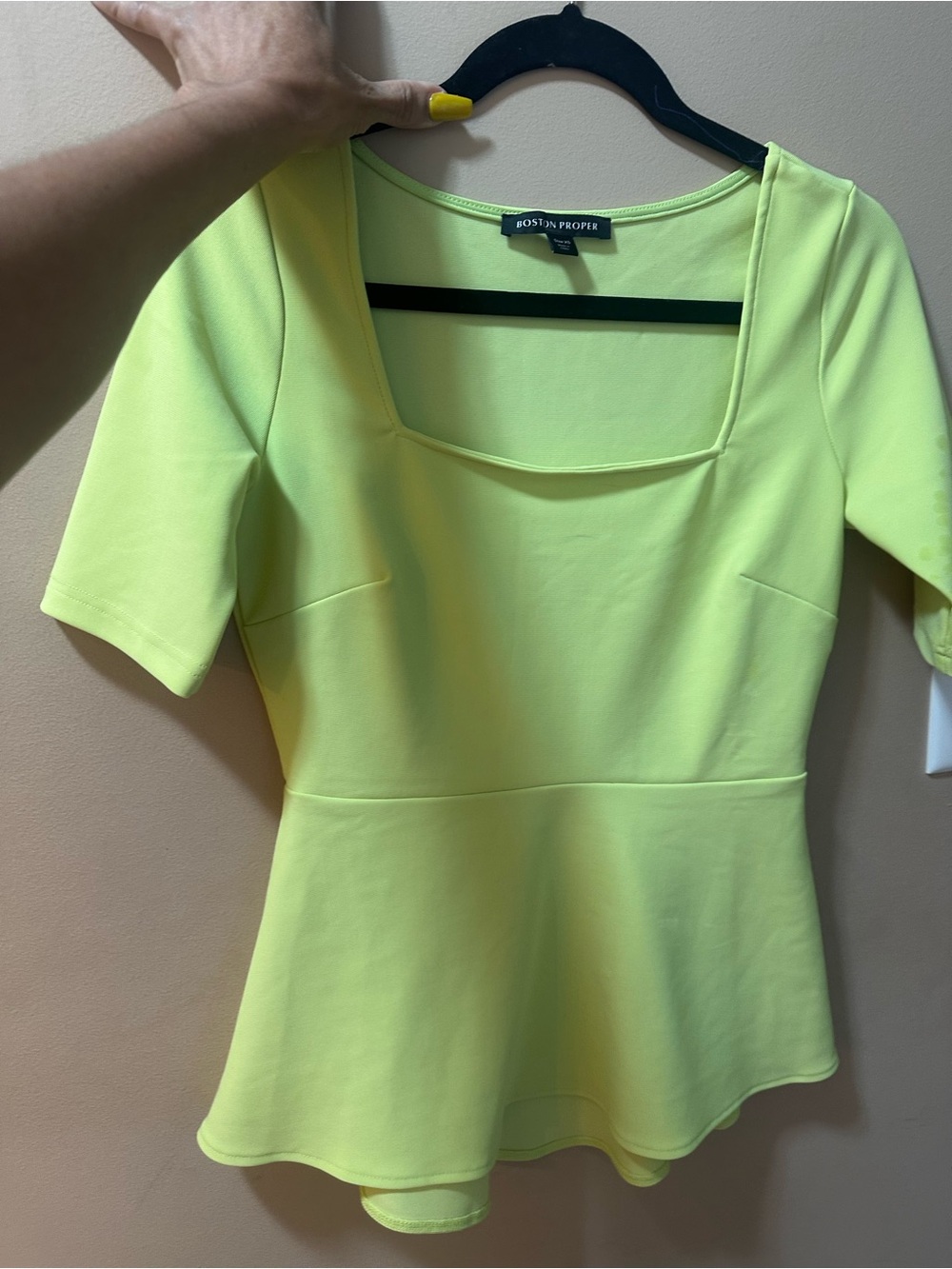 Boston Proper Neon Yellow Peplum Tunic